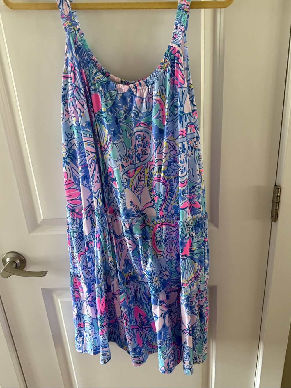Lilly Pulitzer Blue & Pink Floral Tiered Mini Dress - Picture 3 of 4